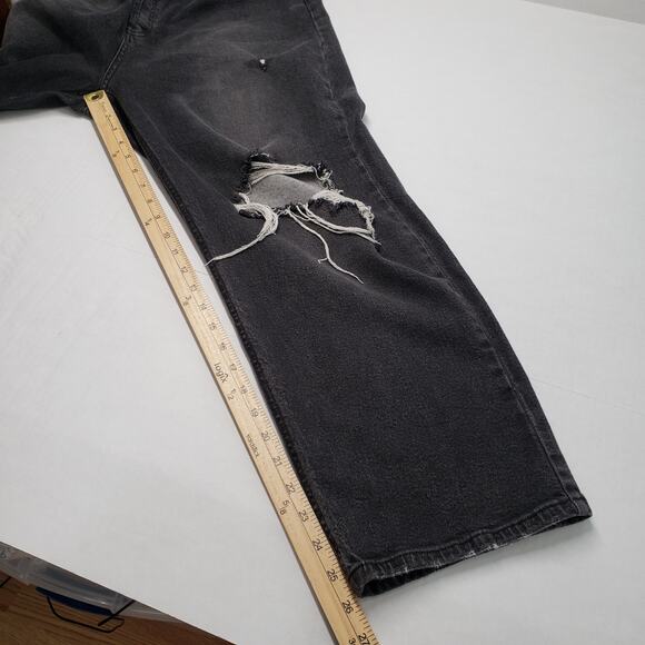 Wild Fable Jean Women 18 Black High Rise Straight Leg Thrashed Grunge Button Fly - Picture 7 of 16